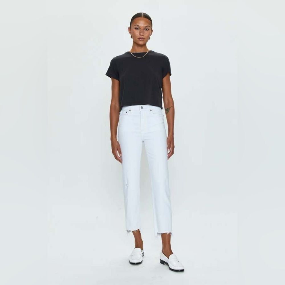 Pistola NWT Charlie Jeans White Denim High Waist Straight Leg Size 26